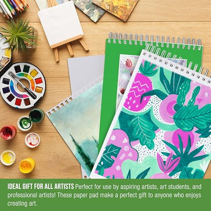 U.S. Art Supply 11x14 Premium Heavy-Weight Acrylic Painting Paper Pad, 246lb (400gsm), 2 Pack, 12 Sheets, Spiral Bound, for Acrylic Paint