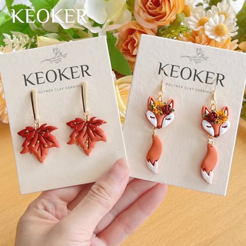 Keoker Fall Polymer Clay Cutters for Polymer Clay Jewelry, 13 Shapes Clay Earring Cutters Fall, Autumn Theme