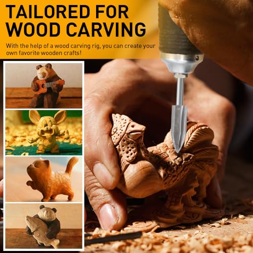 Wood Carving Drill Bits Set Compatible with Dremel Rotary Tool 5 Different Engraving Drill Accessories Bit Wood Grinding Woodworking Tool with 3mm Shank for DIY Carving Drilling Micro Sculpture
