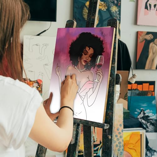 Dinifee 6 Pack Pre Drawn Canvas for Painting Pre Printed Canvas Kit 8 x 10 Inch Stretched Cotton Paint and Sip Set for Adults Couple Party Graduation Summer Date Night(Charming Lady) - style: Charming Lady