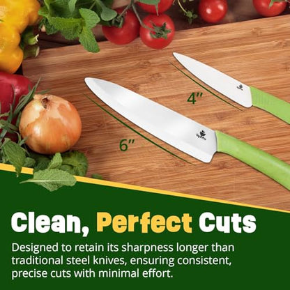Ceramic Knife Set with Ergonomic Handle, Non-Reactive and Professional Chopping Knife Featuring Sharp, Rust-Proof Blades for Cutting Vegetables & Fruits, Durable Ceramic Kitchen Knives Set 6” & 4” - style: 6 inch & 4 inch