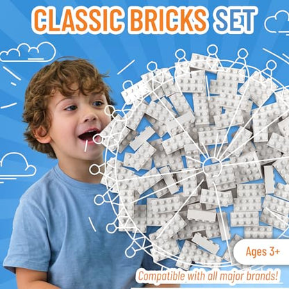 Strictly Briks Classic Bricks Starter Kit - Creative Building Blocks Set - Stackable White 2x4 Kids Blocks - Compatible with Major Brick Brands - 96 Pieces, White - color: White 2x4 - 96 Pieces