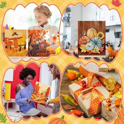 Zhanmai 72 Pcs 12 Sets Sip and Paint Kit Pre Drawn Canvas for Painting 8" x 10" Paint Party Canvas Painting Pre Printed Canvases for Party Favor DIY Virtual Adult's Date Night(Fall Thanksgiving) - style: Fall Thanksgiving