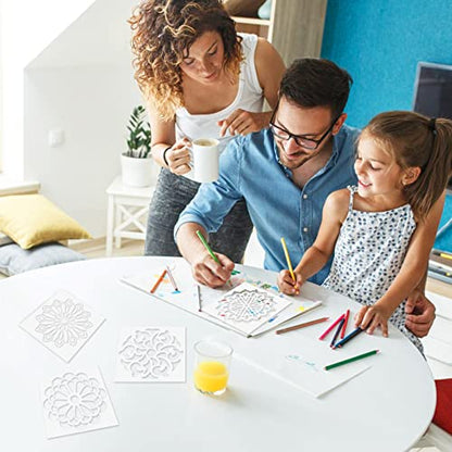 16 Pcs Mandala Stencils for Painting, 6x6 Inch Reusable Geometric Layering Stencils for Crafts Painting on Wood Floor Window Art Scrapbook Drawing Decoration - style: Mandala Stencils-1