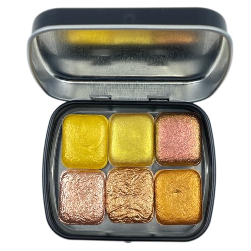 IUILE Handmade Watercolor Paints - Gold Half Pan Set (6 colors) - color: Gold