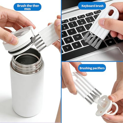 2PCS Flexible Gap Brush Multi-Use Crevice Cleaning Tool Keyboard, Dishwasher Air Gap Cleaning Tool for Cup Lids, Bottle Cap Grooves, Cushion Combs & Tight Spaces, White