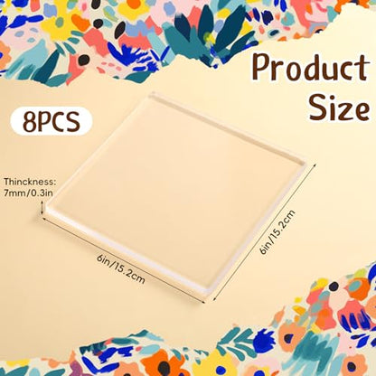 Threlaco 8 Pack Monoprinting Print Plates 6 x 6 Inch Reusable Silicone Plate Class Printing Plates for Press Art Printmaking for Card Making, Scrapbooking, Art Craft Scrapbooking and Journaling - size: 6 x 6 Inch