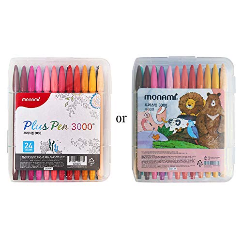 MONAMI Plus Pen 3000 Felt Tip Pens, Fine Point (0.4mm), Coloring/Drawing/Journaling, Assorted Colors, 24-Pack - color: 24 Colors