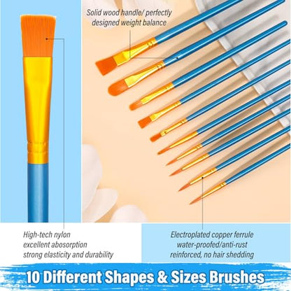 54 Pack Canvas with Easel Set 8 x 10 Inch Canvas Boards with Wooden Easels, Paint Brushes Canvas Panel Painting Kit for Acrylic Oil Watercolor Beginners Art Crafts Sip and Paint Party - color: Canvas and Easel Set