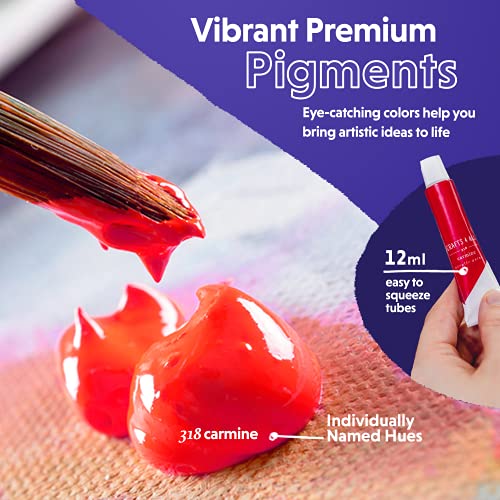 Crafts 4 All Acrylic Paint Set for Adults and Artists - 24 Pack of 12mL Paints with 3 Art Brushes, Non-Toxic Craft Paint for Easter Eggs, Ceramic Rock- Art Supplies - size: 0.41 Fl Oz (Pack of 24)