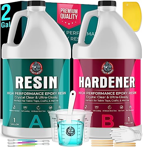 Beast Bond Epoxy Resin 2 Gallon Kit, High-Performance Table Top Epoxy Resin, Self-Leveling, Minimal Bubbles, Clear, Glossy, UV Resistant, Perfect for Table Tops, Crafts. DIY & Pro Number 1 Choice | High-Performance, Self-Leveling, Minimal Bubbles, Clear G