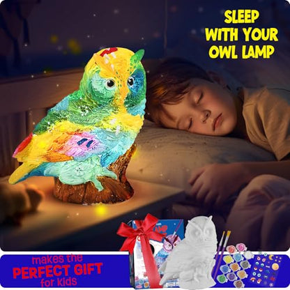 LAOESE Paint Your Own Owl Lamp Kit, Art Supplies Painting Kits for Kids 6-12, Arts and Crafts for Kids Ages 8-12, Owl Toy Girls Boys Birthday Gifts for Kids Ages 3 4 5 6 7 8 9 10 11 12+ - style: Owl