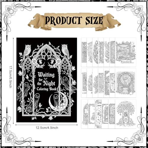 Liliful 24 Pcs Gothic Dark Romantic Coloring Book Bulk Intricate Noir Illustration Books, Ideal for Leisure Relaxation, Gothic Enthusiast Gifts & Atmospheric Creative Activities - style: Gothic