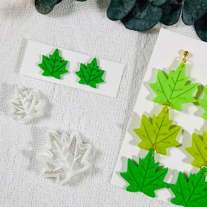 Xaekicr Polymer Clay Cutters Maple Leaf Set – 2PCS Fall Leaf Clay Earring Cutters for Polymer Clay Jewelry, Autumn Theme Clay Tools and Cutters for Earrings, Crafts and Seasonal DIY - color: J color