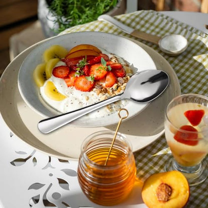 60 PCS Dinner Spoons Set - Windsor Stainless Steel Dinner Spoon 7.1 Inch with Dishwasher Safe Dessert Spoons, Metal Dessert Spoon, Silverware for Home, Kitchen or Restaurant - size: 60-piece Dinner Spoon