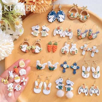 KEOKER Polymer Clay Cutters - 21 Shapes Easter Egg Cutters for Jewelry Making - color: Easter clay cutters A+B