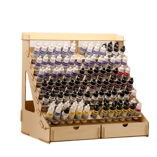 Craft Paint Storage-Modular Paint Organizer - Holds 105 Bottles of Vallejo, 14 Brushes, 2 Cabinets, and Miniature Stands - Art Tool Storage Rack for Miniature Set - size: 105