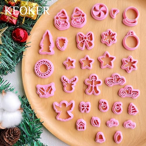 Keoker Christmas Clay Cutters, 31 PCS Polymer Clay Cutters for Earrings Making, Mini Shapes (All 2) - color: ALL 2
