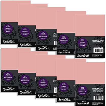 Speedball Speedy-Carve Block Printing Carving Block, Rectangle, Pink, 4 x 6 Inches (10-Pack), Linoleum for Printmaking - size: 10-Pack