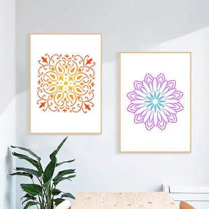 16 PCS Reusable Stencils, Mandala Stencils Mandala Dot Painting Templates Stencil for Painting DIY Art Scrapbook Fabric Furniture on Wood Floor Wall Tile, 6 x 6 Inch - color: L