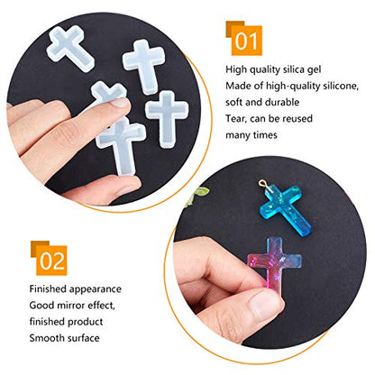 arricraft 10 Pcs Cross Silicone Resin Molds, 1.5"x1" Epoxy Resin Molds Crucifix Casting Mold for Necklace Pendant Jewelry DIY Craft - color: Clear-Cross
