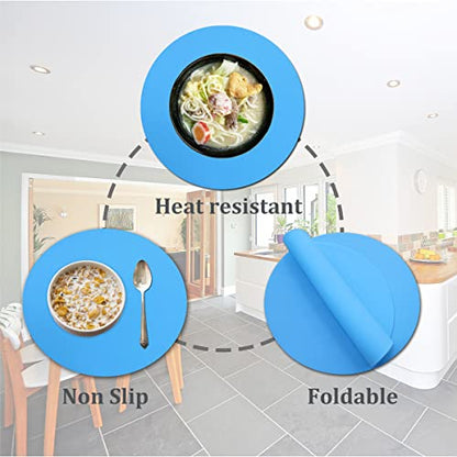 Silicone Microwave Mat 12 Inch, Non Stick Turntable Safe Baking Mat for Kitchen, Multi Purpose Heat Resistant Mat for Oven Trivet, Placemat 2 Pack(Blue) - color: Blue