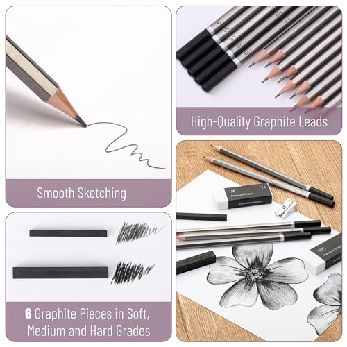 Mr. Pen- Drawing Sketching Pencil Set, 25 pcs, Graphite Pencils (10B-6H) | Graphite Sticks, Erasers, Sharpener, Blending Stump & Sandpaper Pad for Drawing, Shading & Art Projects - size: 25 pcs