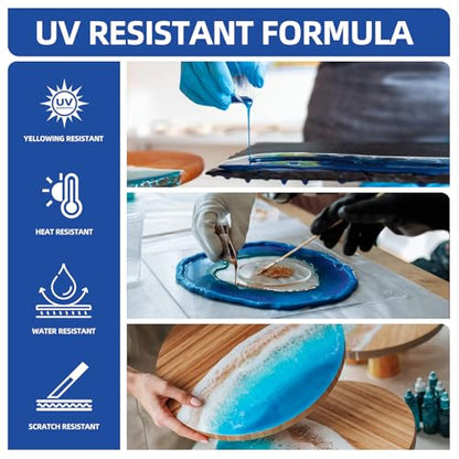 2 Gallon Crystal Clear Epoxy Resin Kit - Not-Yellowing No-Bubble, Self Leveling Easy Pour - 1:1 Ratio High Gloss Casting & Coating Resin for Art Crafts, Jewelry Making, Wood & Molds