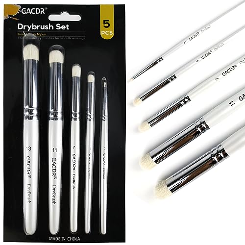 GACDR Dry Brush Miniature Painting, 5 Sizes Drybrush Set for Miniature 40k Citadel Model Paint,Hobby Detail Paint Brushes