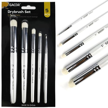 GACDR Dry Brush Miniature Painting, 5 Sizes Drybrush Set for Miniature 40k Citadel Model Paint,Hobby Detail Paint Brushes