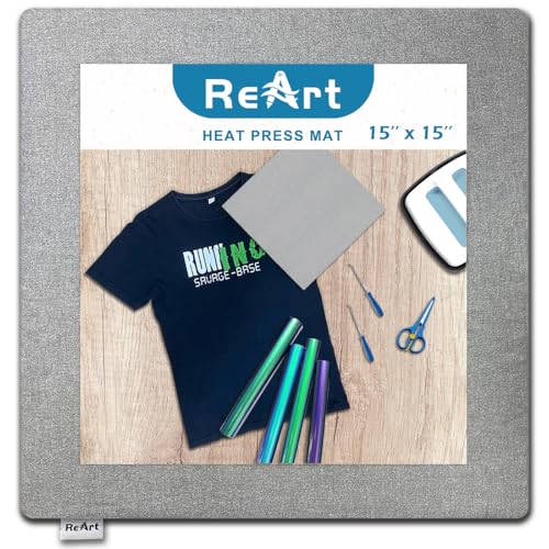 ReArt 15" x 15" Heat Press Mat for Cricut Easypress Both Sides Applicable - Mat for Heat Press Machines and HTV and Iron On Projects - size: 15" x 15"