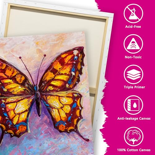 Stretched Canvas for Painting, 2Pack 36X48 Large Canvas for Painting, 15 Oz Triple Primed 2/3" Profile Cotton Professional Artist Quality Blank Canvas,Ready to Paint, Art Supplies for Acrylic, Oil - size: 24x36" - 2Pack