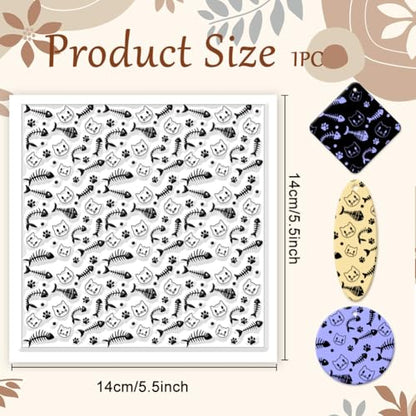 CHGCRAFT Fish Bones Texture Polymer Clay Texture Sheets Cat Silicone Texture Stamp Clay Modeling Cat Claws Pad Texture Sheets for Polymer Clay Making Earrings Jewelry - style: Fish Bones