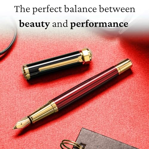 Ellington Pens Luxury Fountain Pen Set - Extra Fine Nib - Includes 3 Ink Cartridges, Refillable Ink Converter, Gift Box-Fountain Pens For Writing, Calligraphy, Journaling, Sketching (Crimson Blend) - color: Crimson Blend, style: Extra Fine