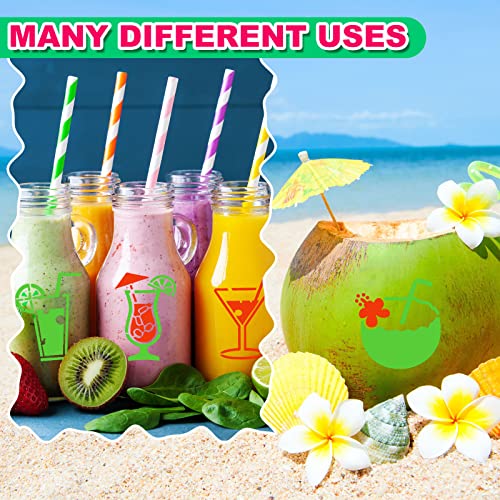 80 Pieces 3 x 3 Inch Summer Hawaii Themed Reusable Plastic Art Craft Kits for DIY Painting Art Projects Wood Wall Floor Fabric Furniture Tile Holiday Stencils Decorations Beach Stencils Craft Kits - style: Summer