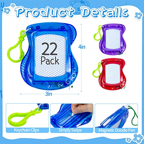 22 Pack Mini Magnetic Drawing Board(6 Colors), Kids Party Favors Backpack Keychain Doodle Drawing Boards, Erasable Sketch and Board Writing Pad for Boys Girls Classroom Supplies Goodie Bag Fillers - style: 22pcs