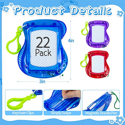 22 Pack Mini Magnetic Drawing Board(6 Colors), Kids Party Favors Backpack Keychain Doodle Drawing Boards, Erasable Sketch and Board Writing Pad for Boys Girls Classroom Supplies Goodie Bag Fillers - style: 22pcs