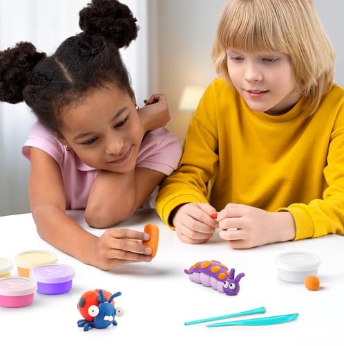 HEY CLAY Set - Colourful Modeling Air Dry Clay Kit for Kids 15 cans and Sculpting Tools with Fun Interactive Instructions App - Children 3+ (Bugs) - style: Bugs