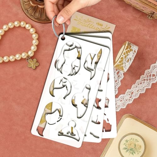 12 Sheets Fashion Cartoon Doll Painting Stencil, 12 Styles DIY Clothing Overlay Drawing Templates Pop Art Fashion Plastic Art Templates for Painting on Wall Wood Home Decor - style: Cartoon Doll