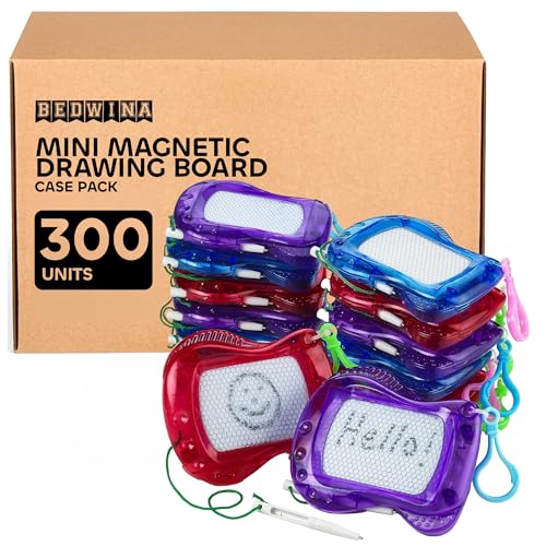 Bedwina Mini Magnetic Drawing Board for Kids - (Bulk 300 Pcs) Backpack Keychain Clip Drawing Boards, Erasable Doodle Sketch Writing Pad Boys & Girls, Birthday Kids Party Favors & Goodie Bags Stuffers - size: 300 Count (Pack of 1)