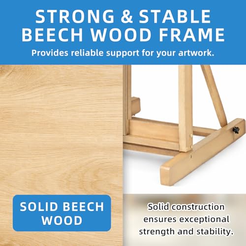 Falling in Art Large H-Frame Studio Easel, Solid Beechwood Easel Stand for Painting, Artist Canvas Easel Stand for Display, Holding Canvases up to 78 Inches, Natural - style: Natural