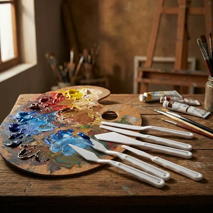 30 Pcs Outstanding Plastic Palette Knife Collection - Reliable Painting Spatula Set. Beautiful Flexible Mixing Scrapers Featuring Excellent Texture Art Supplies.