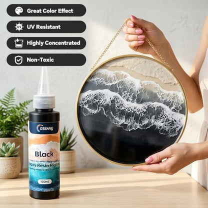 Black Epoxy Resin Pigment Paste 3.4 fl.oz/100ml High Concentrated Resin Dye for Resin Art River Table Jewelry Making Coasters - color: Black