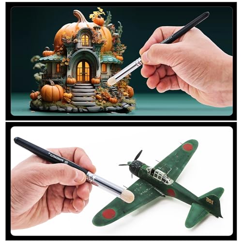 PANDAFLY Drybrush Set, 3 Sizes Hobby Detail Paint Brush Set, Acrylic Paint Brushes for Tabletop, Citadel, Scale Model, Watercolor Oil Painting - size: 3 Sizes