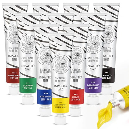 Paul Rubens Oil Paint, 10 Basic Colors*170 ml LargeTubes, Professional Oil Based Paint with High Saturation, Creamy Texture, and Consistency,Art Supplies for Artists, Students, Beginners - color: 10 colors*170ml-A