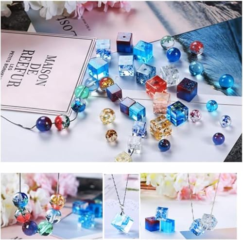6 Pack Resin Beads Molds with Hole Silicone Resin Epoxy Molds for Cabochon Gemstone Pendant Earrings Jewelry Casting