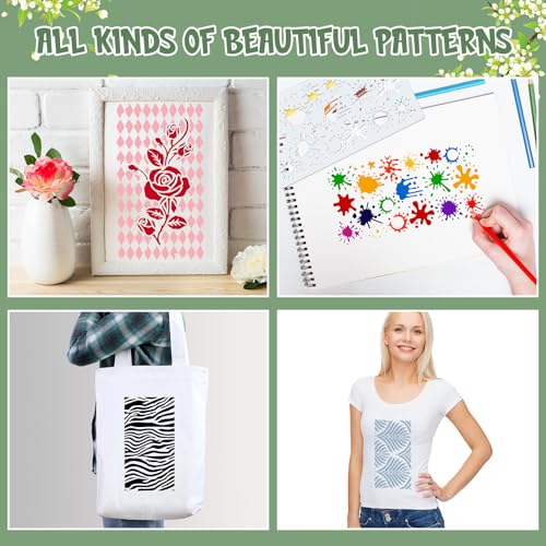 Marspark 20 Pieces Wildflower Stencils for Painting Template Flower Wall Stencils Reusable Spring Templates PET DIY Drawing for Painting on Wood Wall(Irregularity Style) - style: Irregularity Style