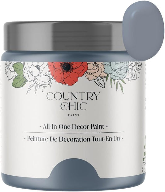 Country Chic All-in-One Chalk Paint for Furniture, Cabinets, Home Decor, Crafts, Eco-Friendly, Matte Finish, Built-In Primer & Top Coat for Wood, Metal - Daydreamer (blue) half Pint (8 oz) - color: Blue, size: 8 Fl Oz (Pack of 1)