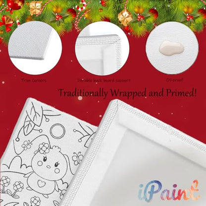 10Pcs Paint and Sip kits for Boys Girls Kids,Pre Drawn Canvas for Kids,Cute Pre Stretched Painting Canvas with Pictures to DIY Acrylic Painting Kits Christmas Party Night,8x10 Painting Canvas for Kids