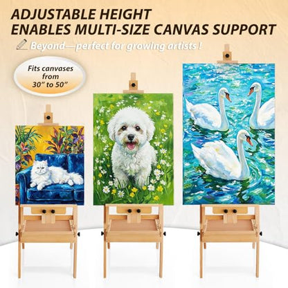 Beech Wood Art Easel for Painting, Wooden Painting Easel Stand for Painting,H-Frame Art Easel for Adult Artist Studio,Adjustable Paint Easel with Tray,Standing Paint Easel for Canvas - style: Next Generation Easel – Natural Beech Wood